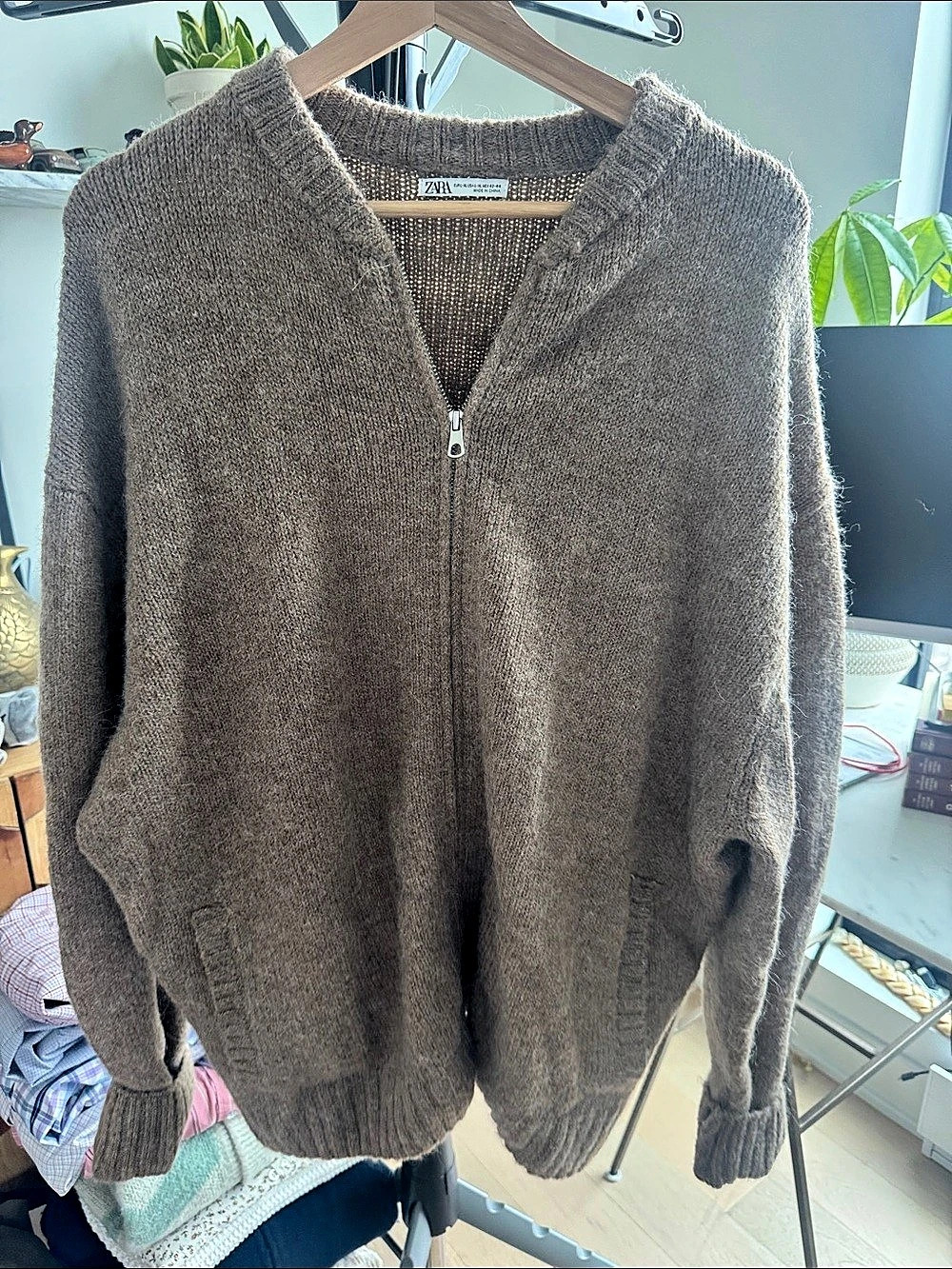 Zara Brown Zip Cardigan